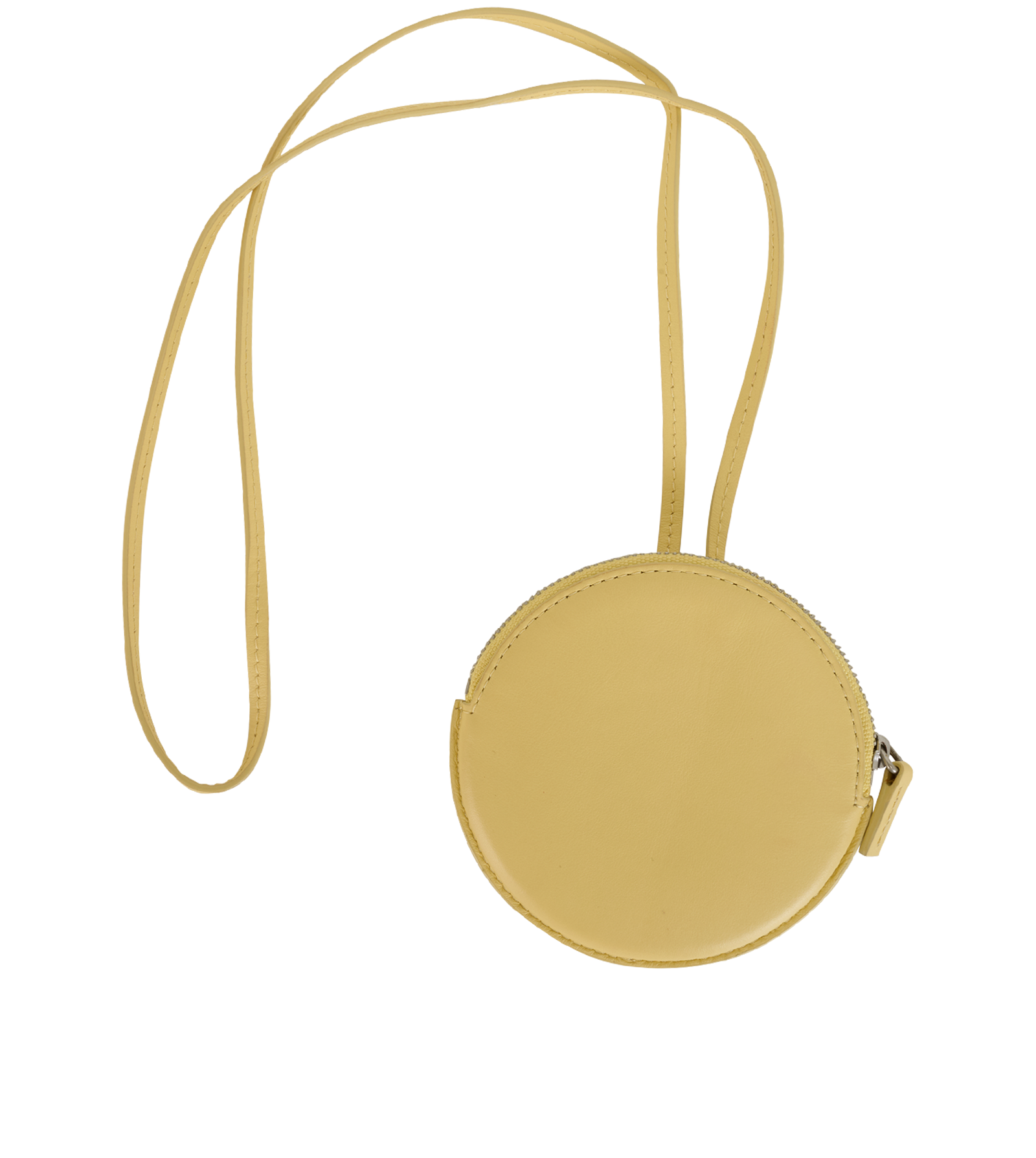 Jacquemus Pitchou Round Coin Purse, &pound;80, Accessories, Yellow, Leather, Back view